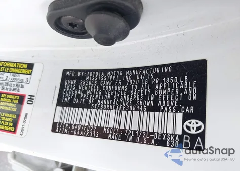 2015 Toyota Corolla S Plus from USA, damaged, VIN 5YFBURHEXFP308146